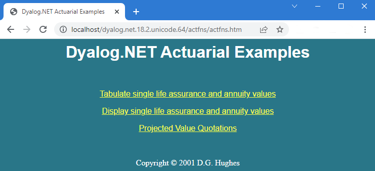actfns.htm start page showing the three options