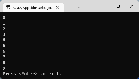 Program output in console window