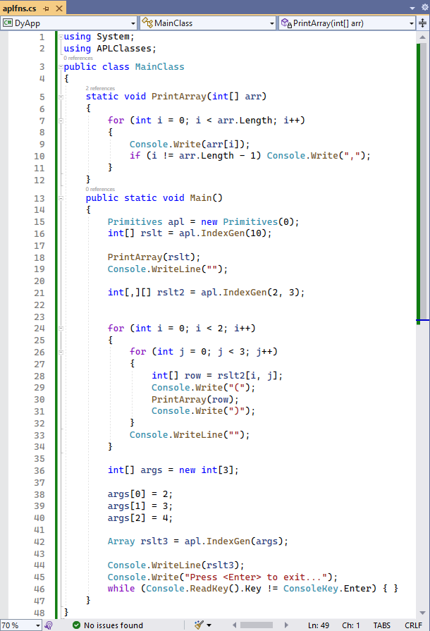 Program code in Visual Studio