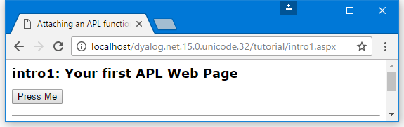 intro1 web page – before button is pressed