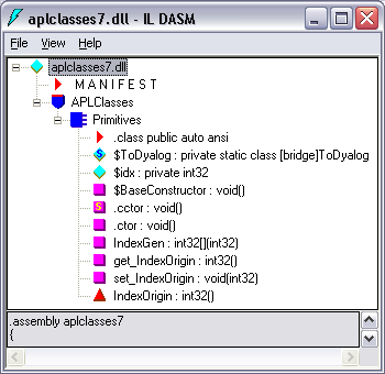 ILDASM view of <strong>aplclasses7.dll</strong> structure