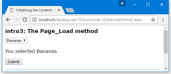 intro3 web page – after button is pressed