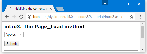 intro3 web page – before button is pressed