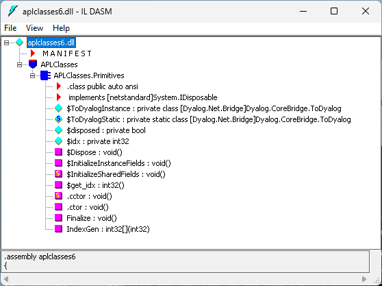 ILDASM view of aplclasses6.dll structure